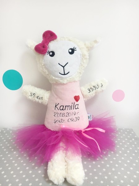 Owieczka - Metryczka wzrostu dziecka, chrzest, urodziny