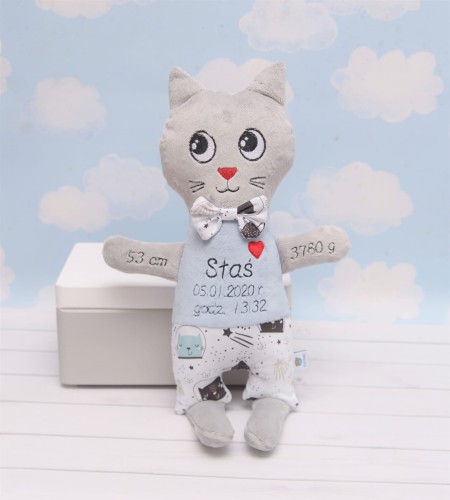 Metryczka  Szary Kotek  w bluzeczce