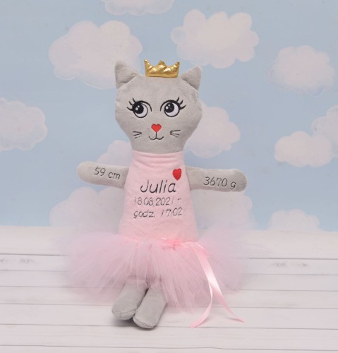 Metryczka  Wzrostu Dziecka SZARY Kotek 