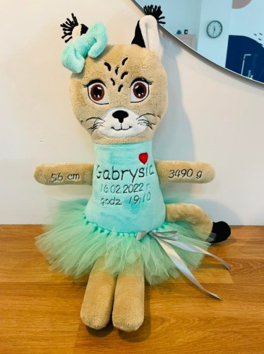 Dziewczynka Pani Ryś  -Metryczka wzrostu dziecka - urodziny, prezent, chrzest  